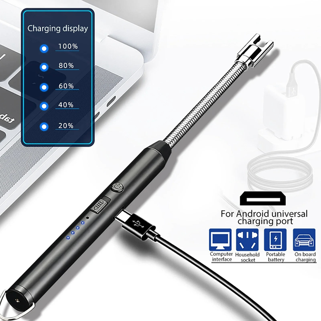 USB Rechargeable Arc Lighter Pakistan | Windproof Flexible Neck COD